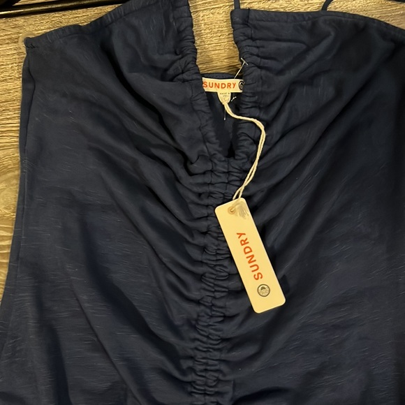 NWT SUNDRY ruched halter dress in blue size 2 - Picture 8 of 9